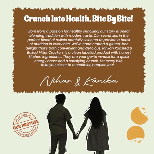 Image of NIHKAN Millet Crackers (Ragi Masala & Jowar Peri Peri Combo) - Gluten free | No Maida | High protein | High Fibre - Handmade & baked | Healthy Millet snack | Chai time guilt free snacks - No Preservatives & No Baking soda - 100g each