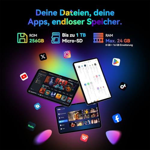 T60 Pro 13,4 Zoll Tablet mit Tastatur, Android 15→16 (OTA), 120Hz Display, 24GB RAM + 256GB ROM, 10000mAh, Widevine L1, Octa-Core Gaming Tablet für Studium,Arbeit,inkl. Stift & Maus, 4 Jahre Garantie 4