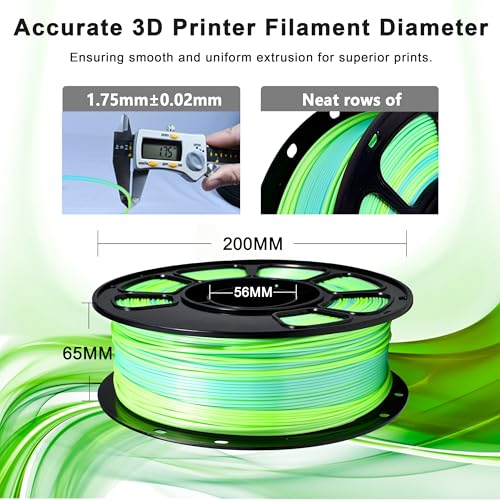 Image of iBOSS Silk PLA+ Gradient 3D Printing Filament, 1KG Spool 1.75mm Silk Shiny Blue Green Gradient Printer Filament 2.2lb Brighter New Version, Neatly Wound 3D Printing Filament Compatible