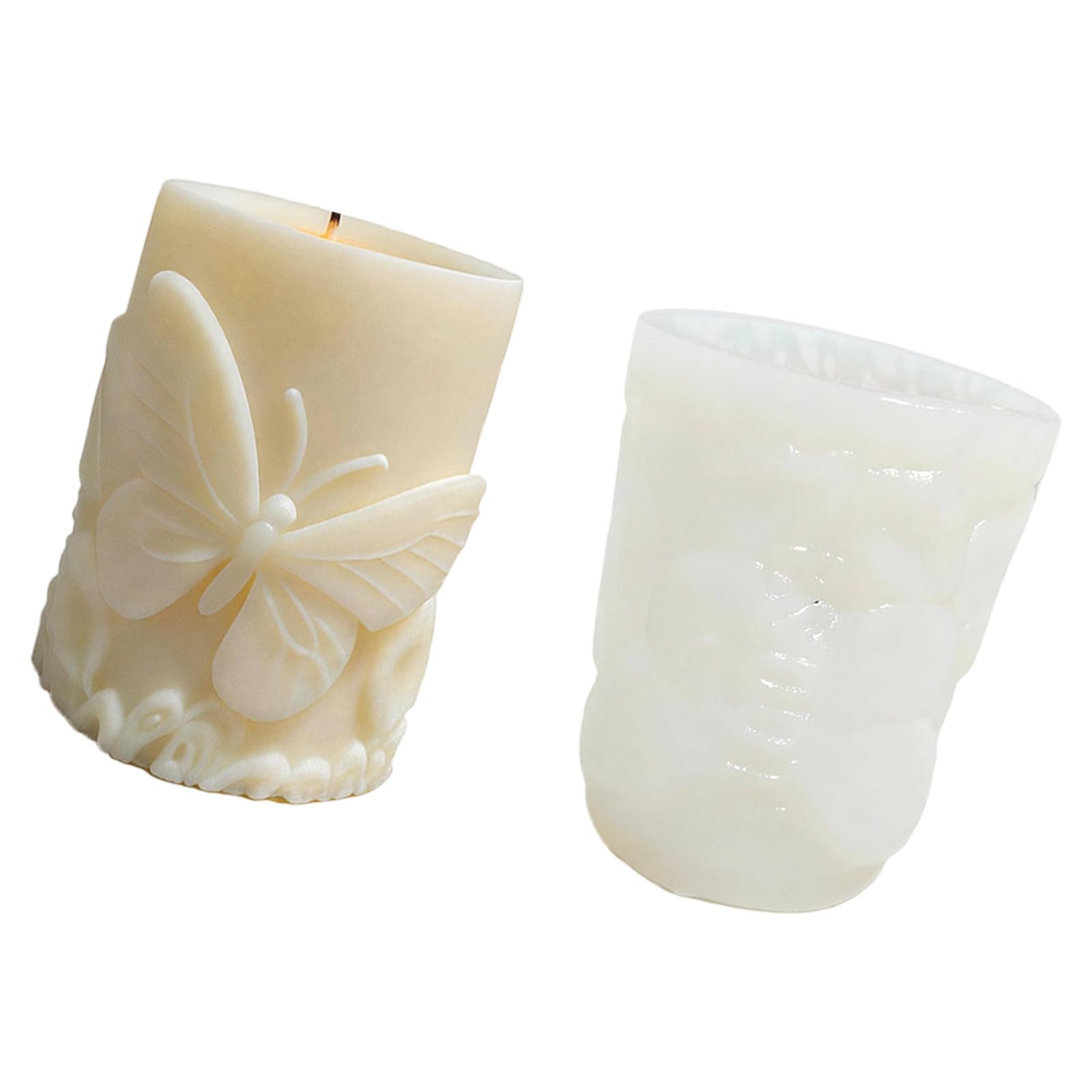 FGDTREE Carving Cylinder Silicone Molds Hedatproof Easy Demold for Soap Home Decoration Butterfly Relief Cast