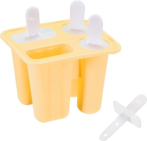 CASA -J Moldes de silicona para paletas de hielo, 4 piezas, juego de moldes para helados caseros de fácil liberación con asas de tapa para