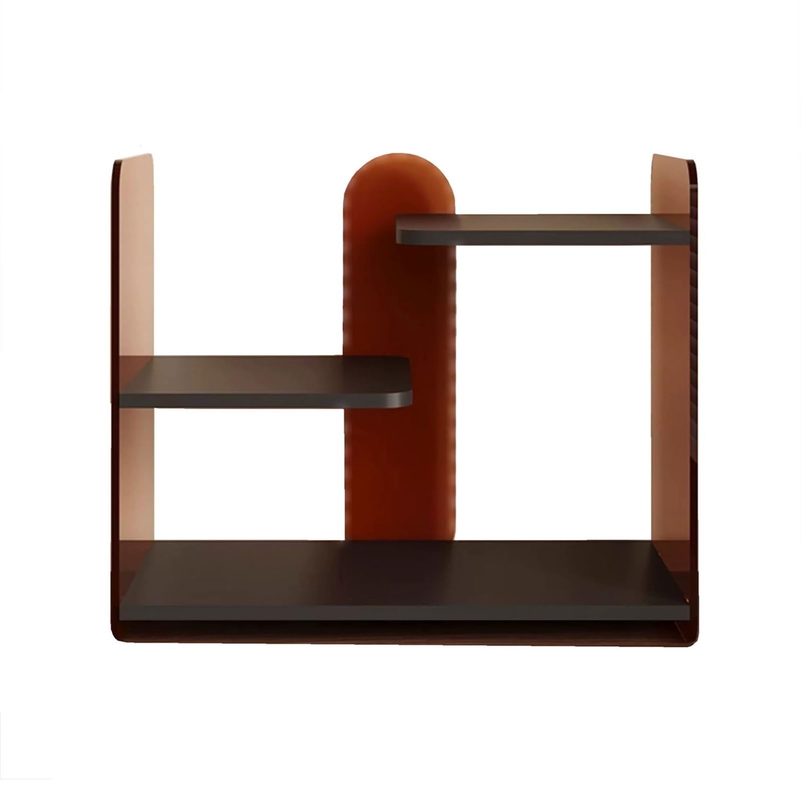Lizhuzhuzs28 Bookcase Shelf Light Luxury Staggered Bookshelf Open Density Board Storage Rack with Acrylic Side Panels Bookshelf Display