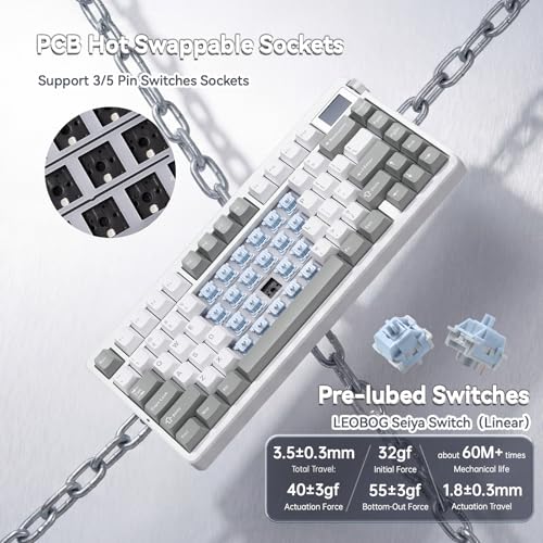 Image of LEOBOG x Aula Nova75 Wireless Mechanical Keyboard,Creamy Computer Keyboards | Tri-mode Bluetooth /2.4GHz /USB-C,RGB Backlit,FR4 Plate,Hot Swappable Pre-lubed Switches,Programmable PBT Keycaps,8000mAh