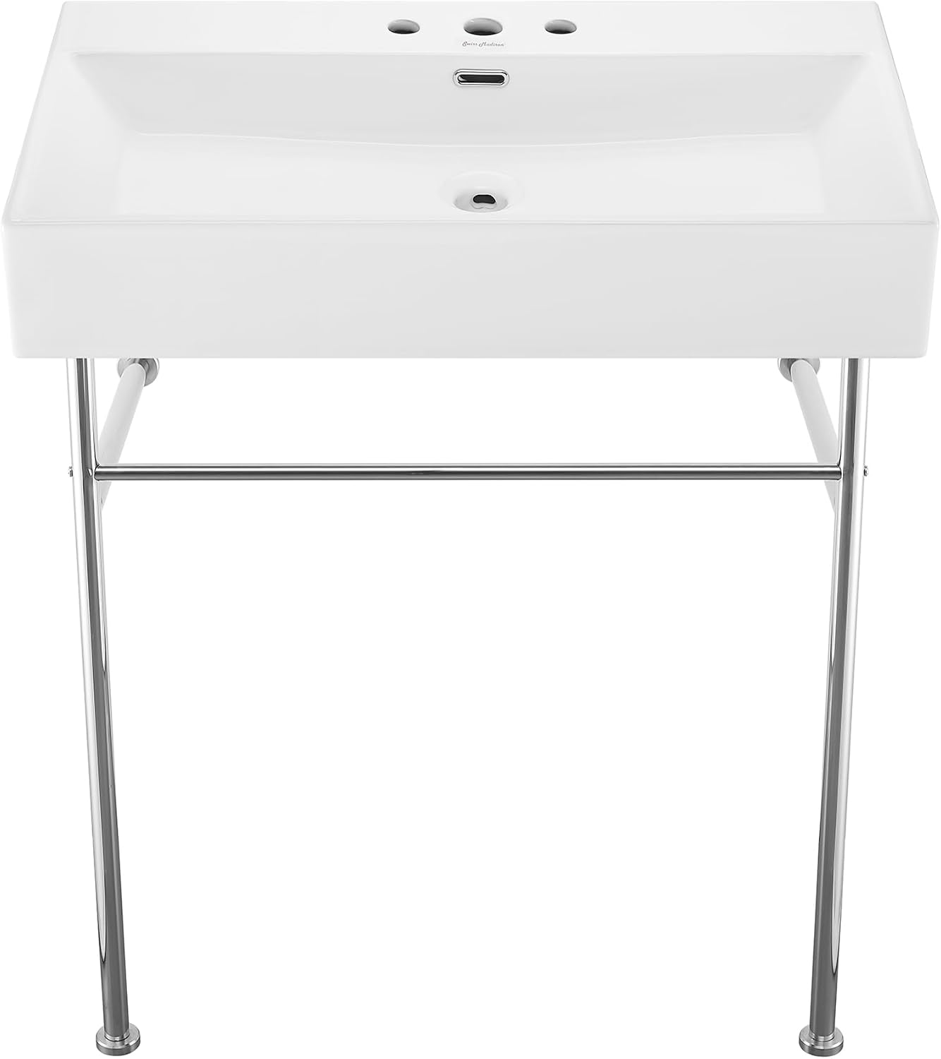 Claire 30" Console Sink White Basin Chrome Legs with 8" Widespread Holes