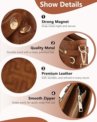 Image of large leather crossbody bags for women,Quilted crossbody purses | RFID Multi-Pocket Womens Crossbody Bag,Travel Purse with Pockets,Structured Cross Body Purse,Fits 10.9 inch iPad,Gift