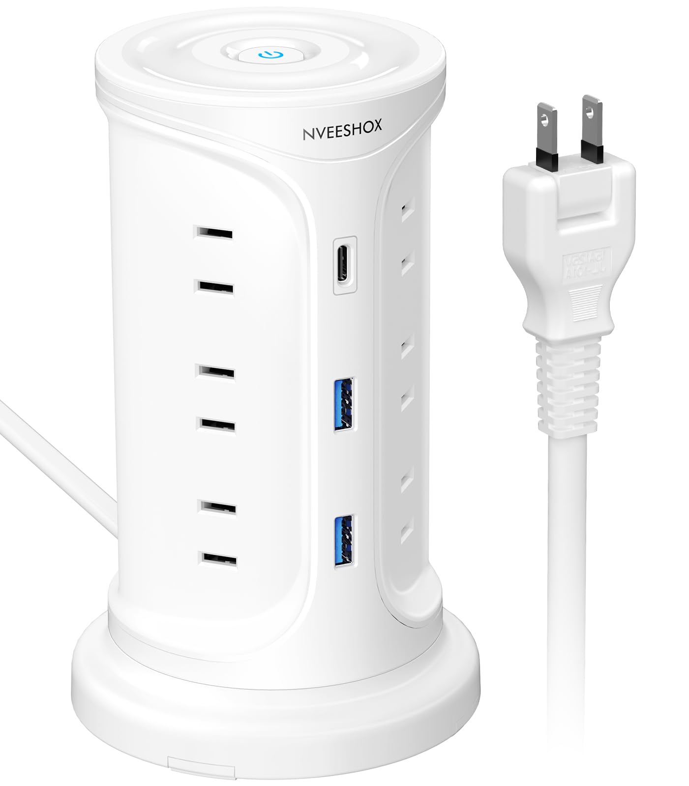 電源タップType-C付き延長コードタワー伸縮固定パーツ付NVEESHOXコンセントusb付雷ガード3層12個AC口3個USBポートたこ足配線テーブルタップマルチタップたこあしコンセント机の下壁掛け安全…