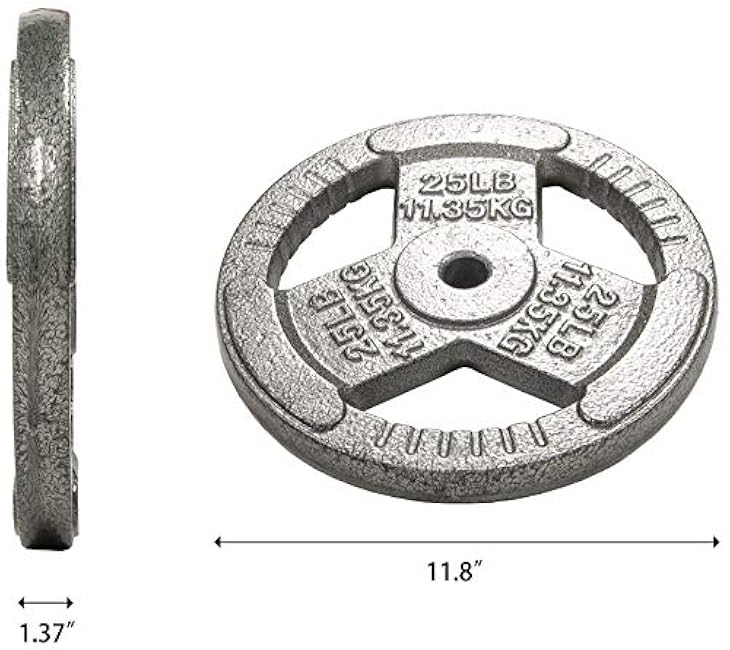 Cast Iron 1-Inch Standard Weight Plate for Strength Training & Weightlifting, Multiple Weights Available