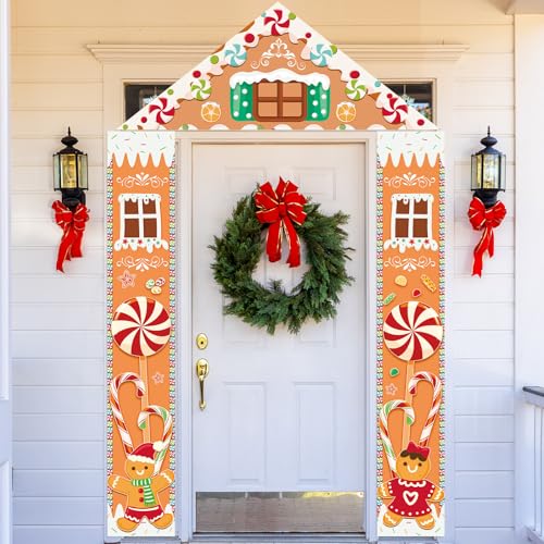 Christmas Gingerbread Door Cover Banners Decor Set,3 Piece Gingerbread House