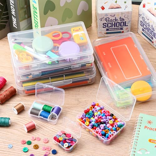 Image of Leelosp 64 Pack Mixed Sizes Small Plastic Containers Clear Empty Bead Storage Containers Mini Rectangular Boxes with Lids Sensory Bin Organizer for Small Items Craft Jewelry Projects