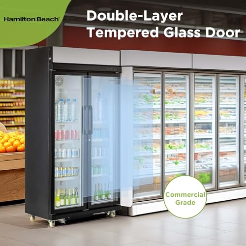 Image of Hamilton Beach 20.5 Cu Ft Commercial Glass Door Refrigerator -W:39.4 inch x L:23.2 inch X H: 79.3 inch (Black)