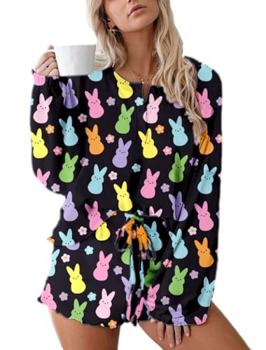 Image of Roshop Halloween Pajama Women's Pumpkin Matching Top & Shorts Loungewear Set