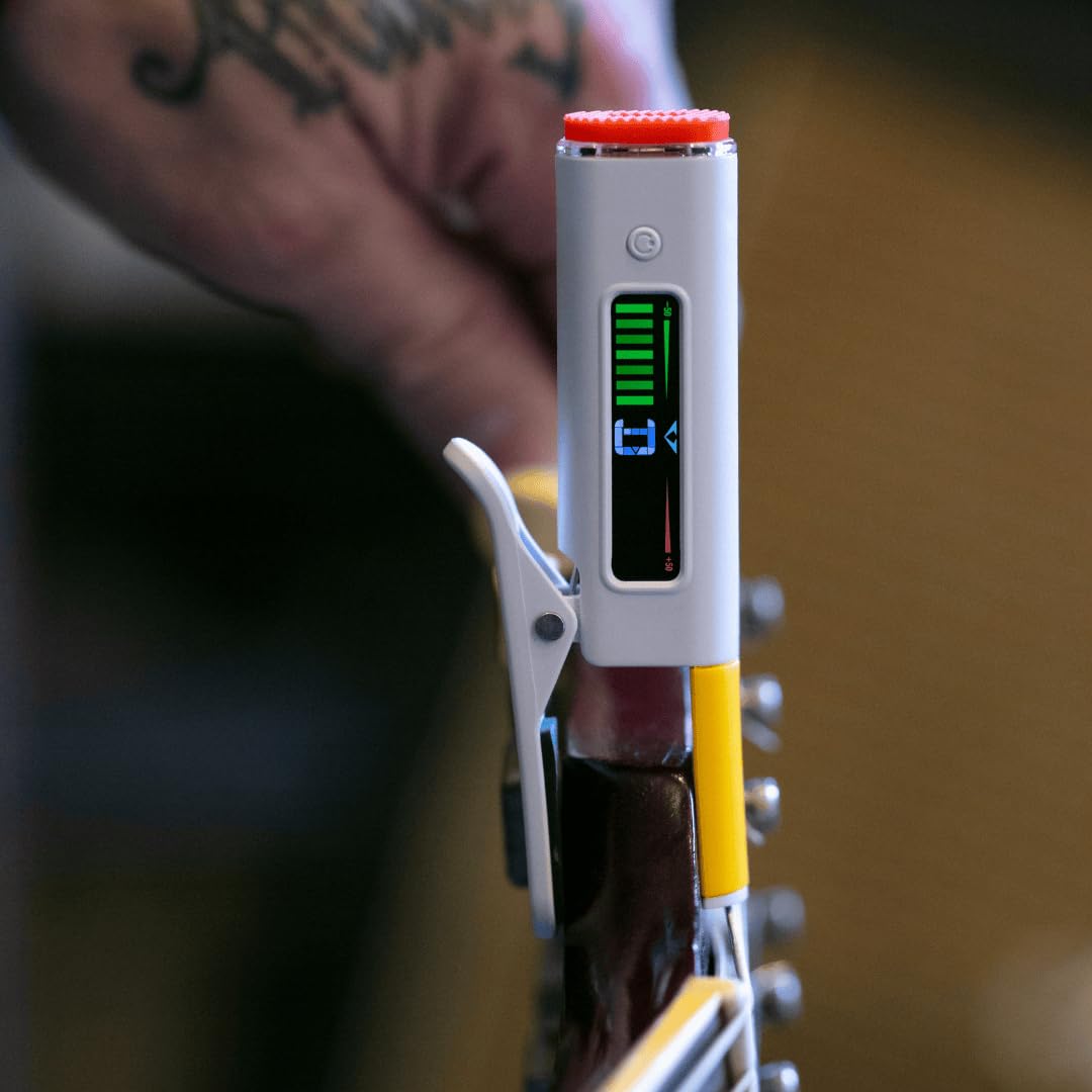 Accordatore per chitarra a clip, per chitarra con stile, perfetto per chitarre elettriche, acustiche e bassi, oltre a ukulele, ricaricabile tramite USB C, accordatura di precisione con un
