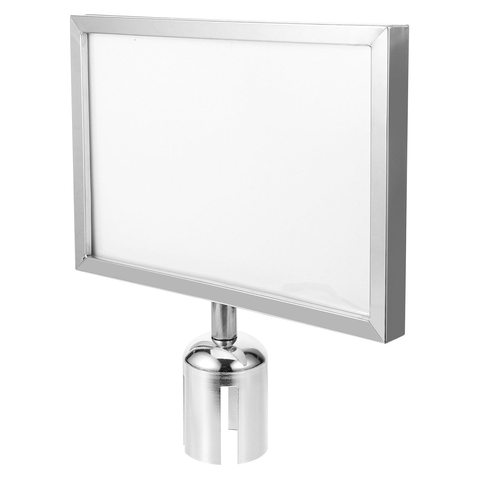 Soporte de doble cara de acero inoxidable para carteles horizontales A4 resistente a la humedad en espacios públicos y comerciales, fácil instalación y diseño duradero