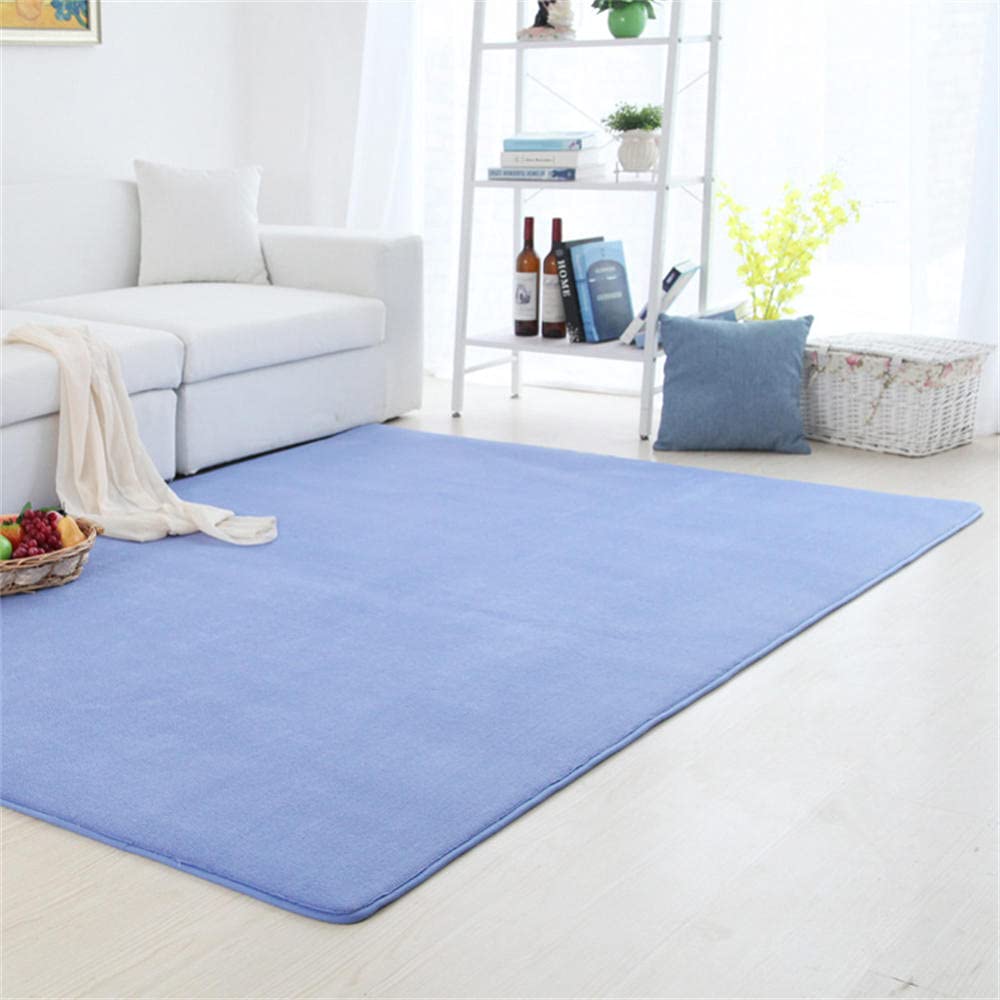 Tapis bleu corail shaggy pour un salon moderne et chaleureux