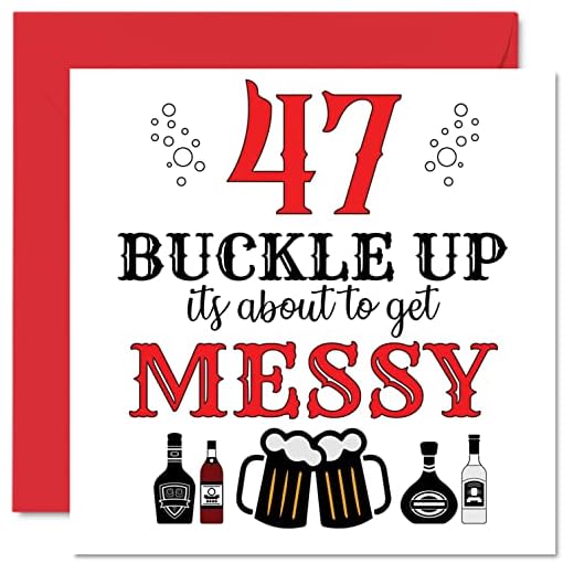 Divertidas tarjetas de cumpleaños número 47 para hombres y mujeres, abrocha, tarjeta de feliz cumpleaños para papá, mamá, tarjetas de felicitación de 145 mmx145 mm, tarjeta de cumpleaños de broma