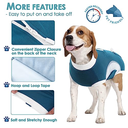 Image of AOFITEE Dog Surgery Recovery Suit, Dog Onesie for Surgery, Soft Cotton Dog Recovery Suit with Zipper & Pee Hole, Substitute E-Collar & Cone, Surgery Recovery Shirt for Female Dogs Cats Spayed