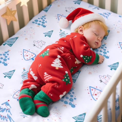 Image of UOMNY Crib Sheet, Christmas Crib Sheets Baby Sheet for Standard Crib and Toddler Mattresses Nursery Bedding Sheet Crib Mattress Sheets for Boys and Girls 1 Pack Toddler Sheet