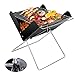 Produktbild Holzkohlegrill tragbarer Klappgrill Faltgrill Camping-Grill Garten Party BBQ Edelstahl Grill für Camping Picknick Gartenparty im Freien, 31x26x29cm, klein, X-förmig