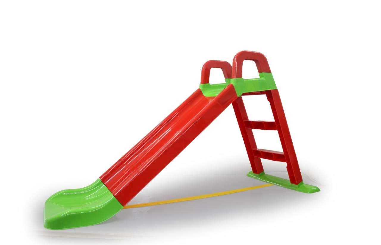 JAMARA- Tobogán Funny Slide Rojo – de plástico Resistente, caño Antideslizante para aterrizajes Suaves, escalones Anchos y Asas de Seguridad, Cuerda de estabilización, Color (460501)