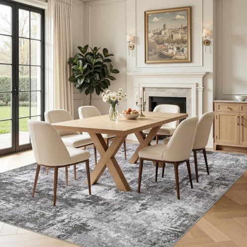 DMOYEST Teppich Wohnzimmer 200x300cm Schwarzgrau Modern Abstrakt Waschbar – Ansicht 3