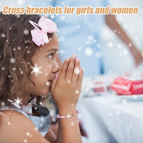 Cross Bracelet for Girls, Dear Lord Bless This Little Girl Bracelet Colorful Christian Jesus Religious Bracelets for Kids Jewelry Gifts for Teenage Women Daughter Sister Christmas , Catholic Gifts4