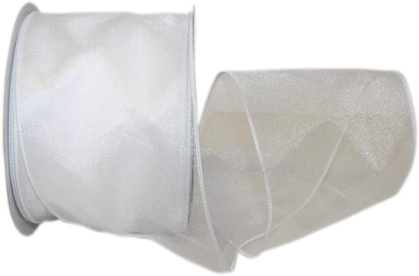 Reliant Ribbon Sheer Lovely Value Wired Edge Ribbon, 4 Inch X 30 Yards, White