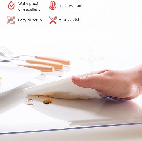 Miniatura 2 de Protector de mesa transparente personalizado de 0.040.060.080.12 pulgadas de grosor, mantel rectangular de plástico de PVC para oficina, tocador,