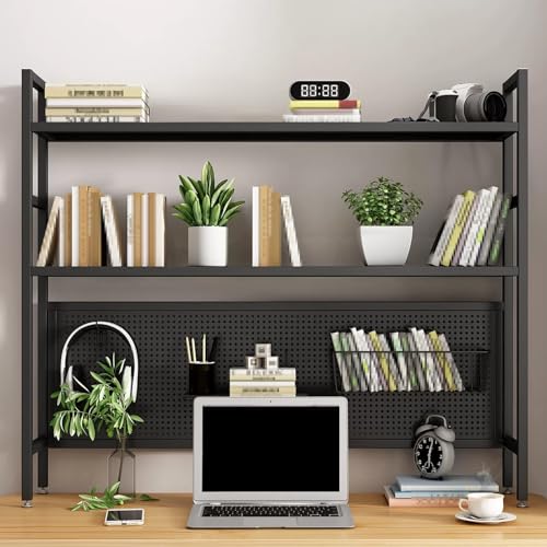 Metal con panel perforado de 3 niveles para ahorro de espacio para oficina, color blanco, 55 cm, ideal para pantallas y uso en la oficina en casa