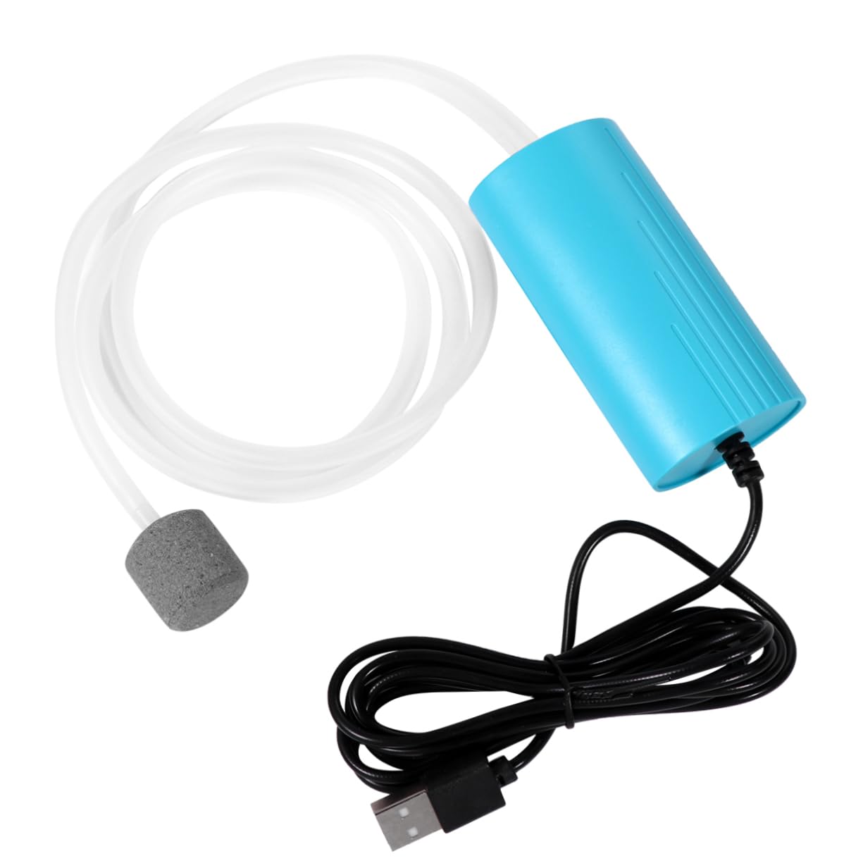 Happyyami Bomba De Oxigeno Pecera Bomba De Piedra Burbujeador De Acuario Bomba De Agua Hidropónica Minibomba De Aire Bomba Portátil Pequeño para Pecera Filtros para Peceras Abs Blue