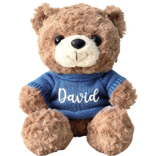 aoemgnj Personalized Teddy Bear with Custom Embroidered Name, 10 Inch Soft Plush Stuffed Animal, Valentine's Day Birthday for Girlfriend, Boyfriend, Kids, Baby