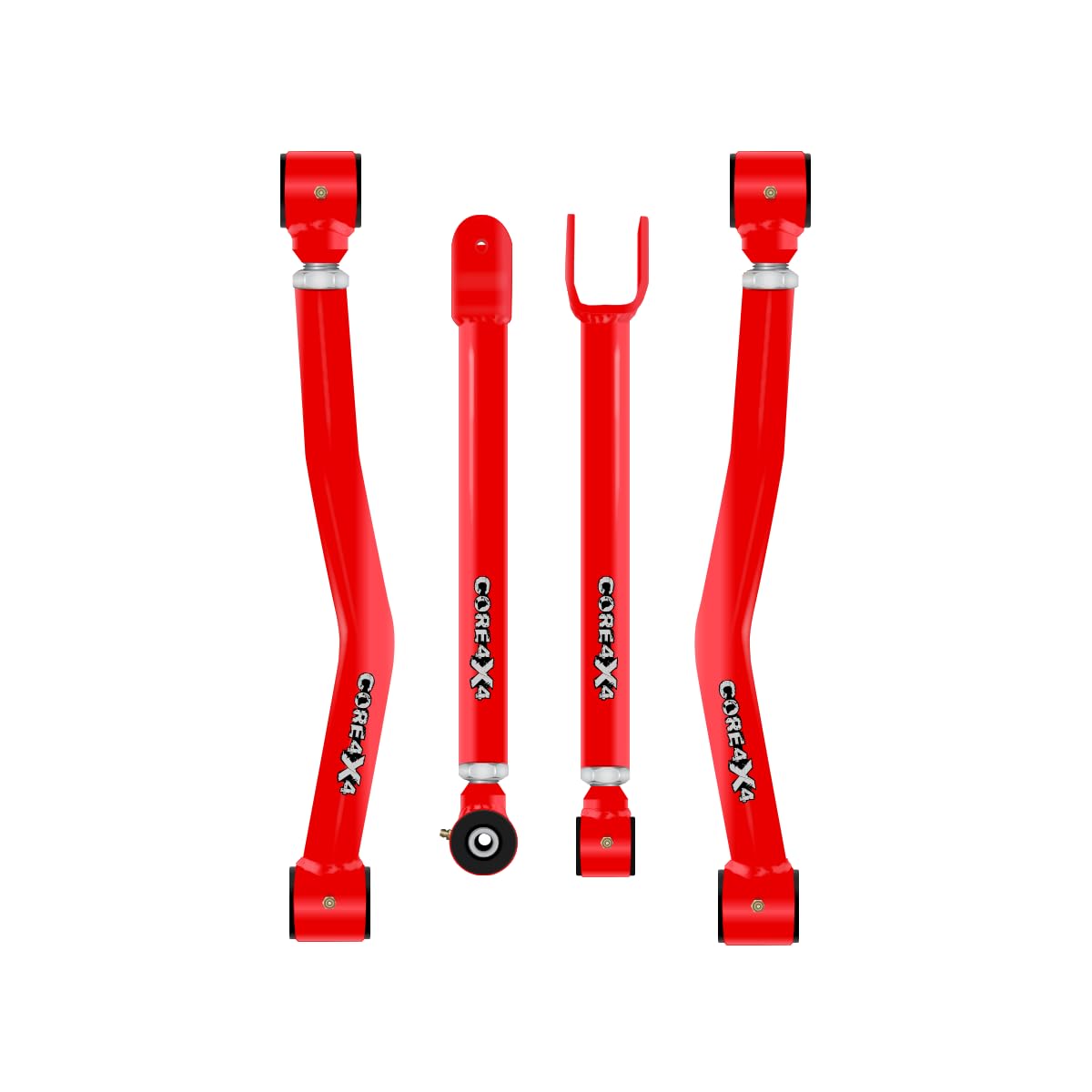 CORE 4X4-4pc Cruise Series Front Adjustable Control Arm Kit - Compatible with Jeep Wrangler JK/JKU 07-18 (Red)