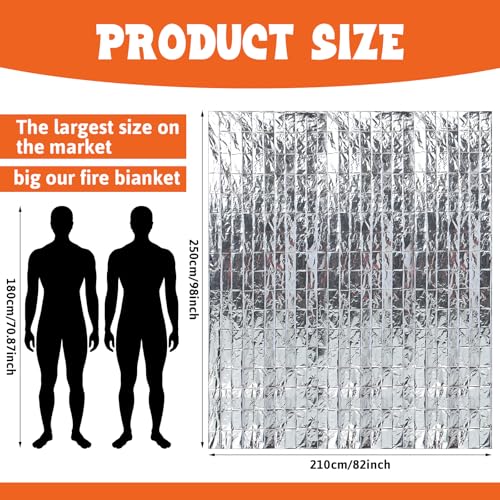 Image of Kingdder 30 Pack Oversized Emergency Thermal Blankets Bulk 98 x 82 Extra Large Survival Space Blankets Silver Foil Winter Survival Kit for Outdoors, Camping, Hiking, Car, Homeless, First Aid