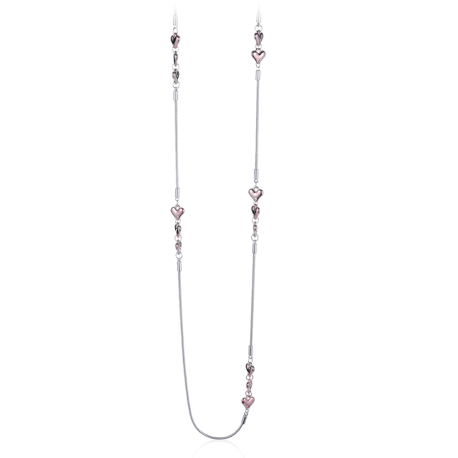 welbijoux Long Necklaces for Women Long Interlinked Heart Necklace Sets Statement Strand Necklace