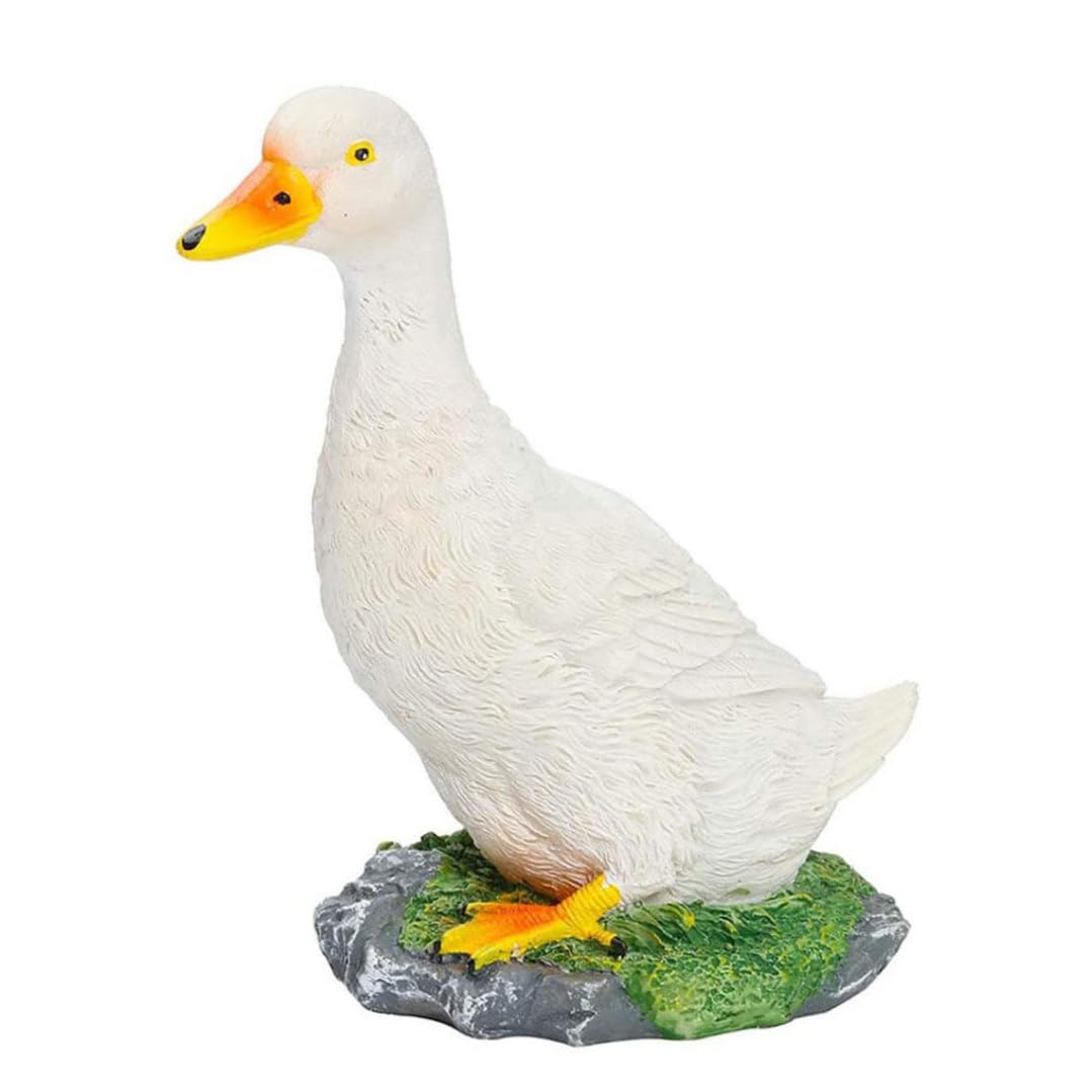 Wedhapy Duck Figurine Decor Duck Statue Resin Decor Garden Sculpture Ornaments Outdoor Yard Figurine White