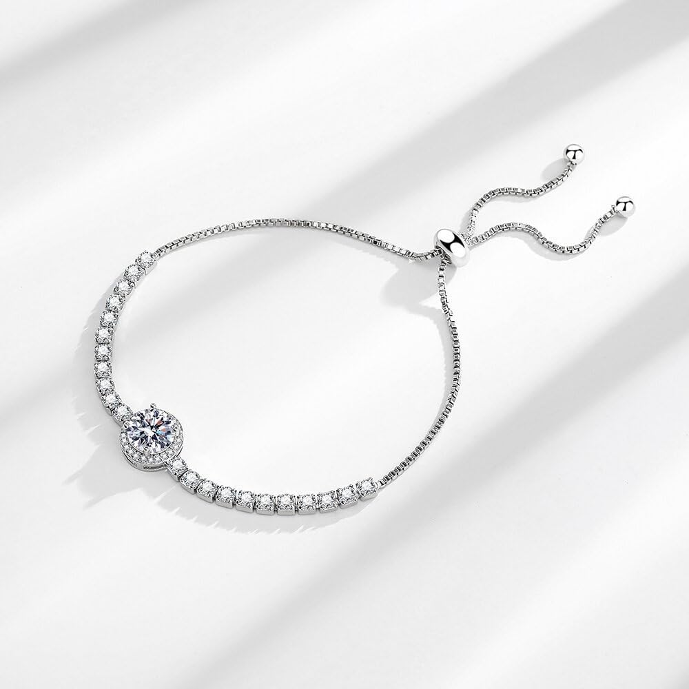 Silver Plated CZ Bracelet for Women, Adjustable Slider Chain Bracelet, Minimalist Sparkle Jewelry for Everyday Wear, Lightweight Hypoallergenic Gift - Image 9