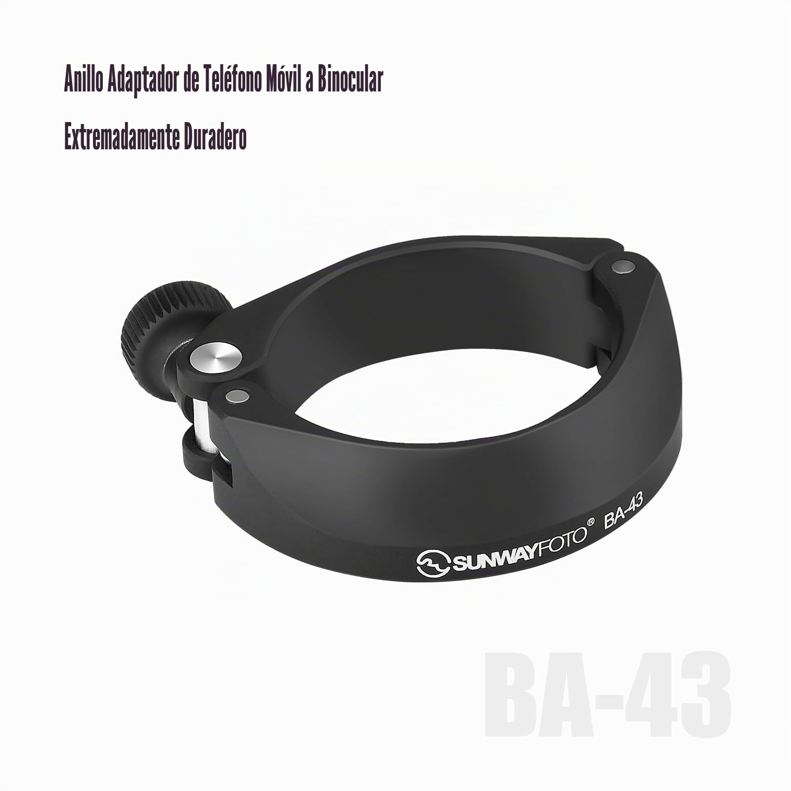 SUNWAYFOTO BA-43 - Adaptador de teléfono móvil para binoculares, soporte universal para smartphone para binoculares, compatible con ocular de diámetro exterior de 38 a 45 mm