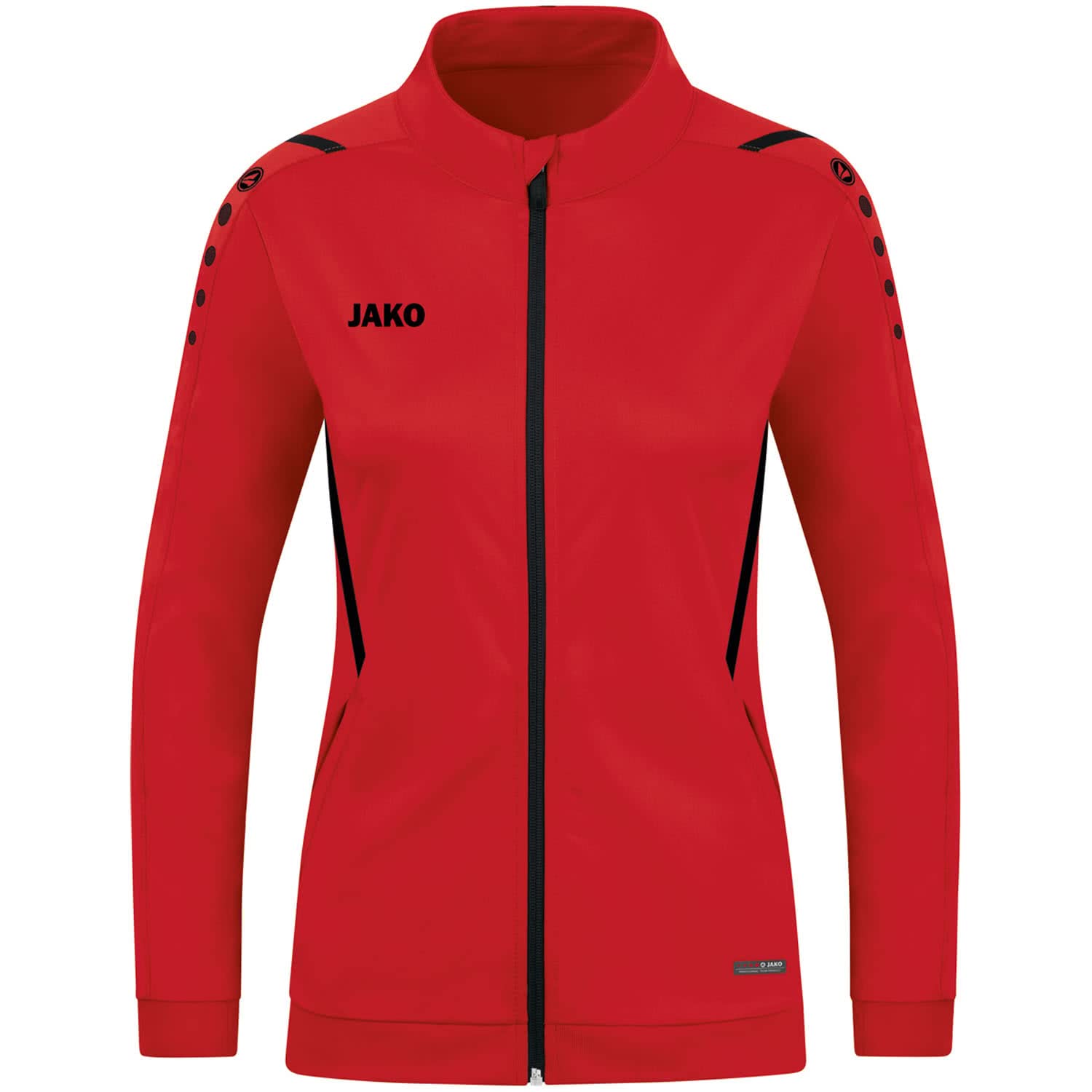 JAKO Damen Polyesterjacke Challenge, Rot/Schwarz, 38
