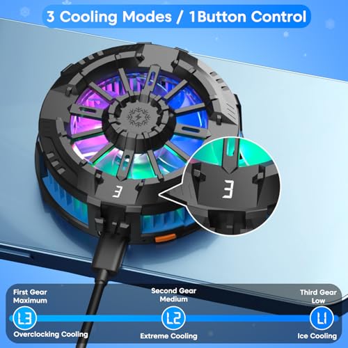 Image of Mobile Cooling Pad Mobile Cooler Gaming Fan for Instant Cooling Advanced Refrigeration Chip and LED Temperature Display Compatible for Android and iPhones (Black, 5.7 CM)