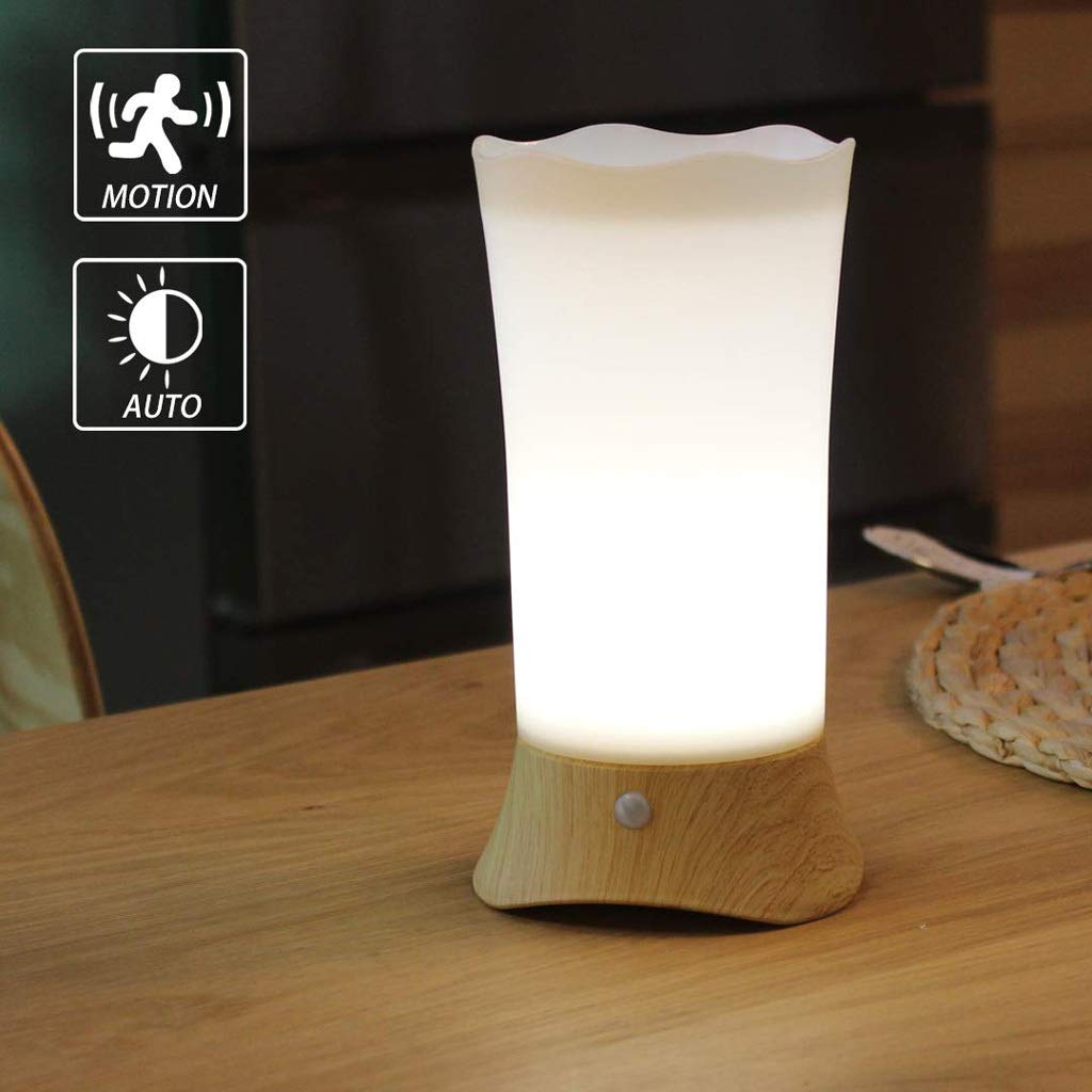 KKXXYQFC Koronkowa stołowa z czujnikiem ruchu LED Lampka nocna Lampki nocne, Mała bezprzewodowa biurkowa na baterie, Zestaw 2 szt., Do łazienki, sypialni, pokoju dziecięcego