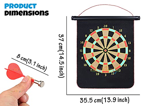 Image of Zest 4 Toyz 15 Inch Magnetic Dart Board for Kids and Adults Double Sided Dartboard Game with 6 Magnetic Darts Indoor Outdoor Target Game for Family Party and Gift