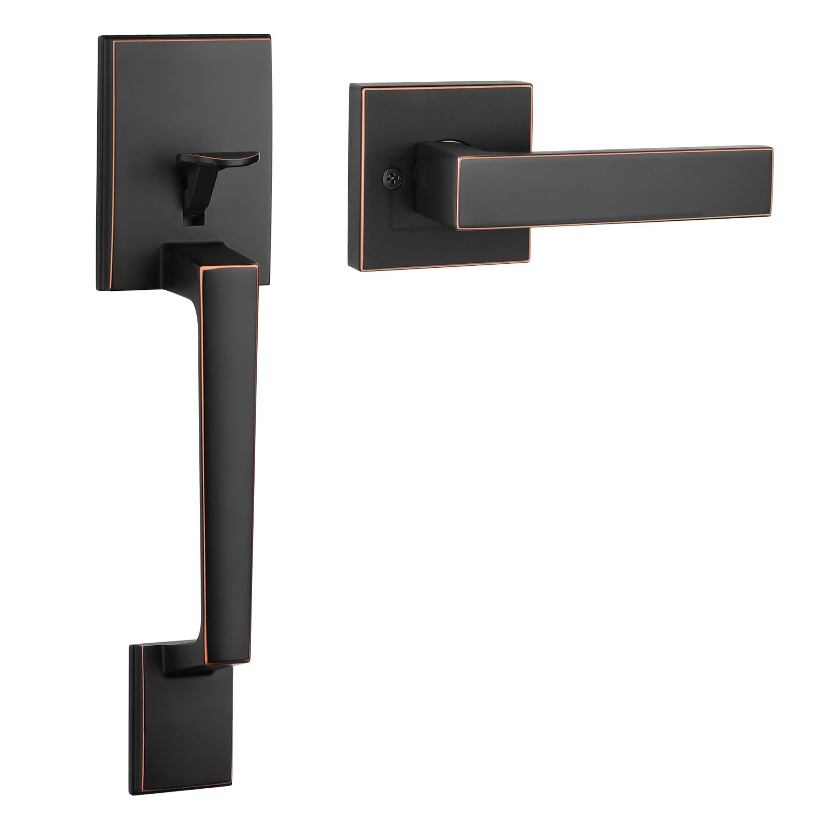 Haidms Bronze Front Door Handle Set, Entry Door Lever Reversible