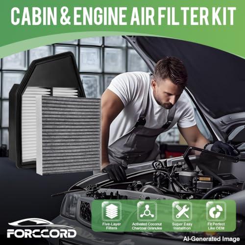 Image of Cabin & Engine Air Filter Fit for Honda Accord 2008-2012 L4 2.4L Activated Carbon Cabin Filter Replacement CF10134 CA10467 Car Accessories