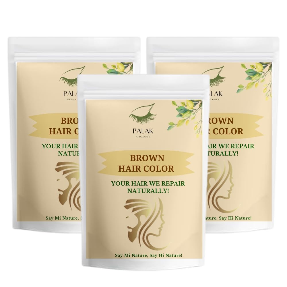 (Pack Of 3) Palak Organics Brown Hair Colour Powder, Herbal, for Colouring & Conditioning, Suitable for Men & Women (Brown, 20g)-picture-40