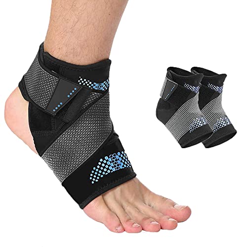 Bandage Cheville, Chevillère réglable, Protège Cheville Support Bandage de Tendon, Support de Cheville Ajustable Brace Cheville Super Confortable Nylon Matériel élastique (Une paire, Bleu, XL) Cover