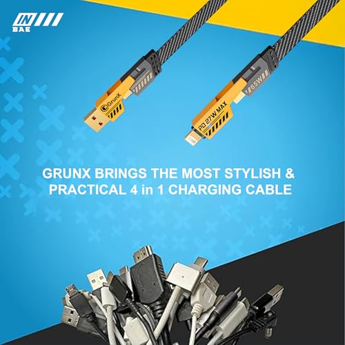 Image of INBAE 2026 New Model 11th Gen High Grade 4 in 1 Fast Charging Cable Unbreakable Metal Plated Ports 3A Ultra Fast Charge & Data Transfer Supports QC 3.0 Compatible with Type C, Lightning & USB-A