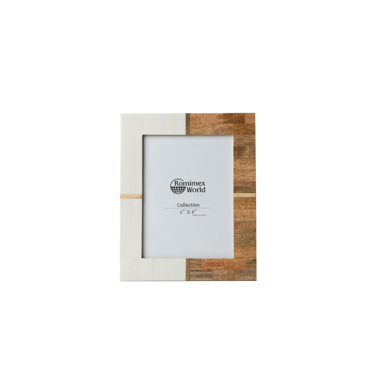 Romimex Photo Frame Brown Wood Resin Brass 22 x 27 x 3 cm