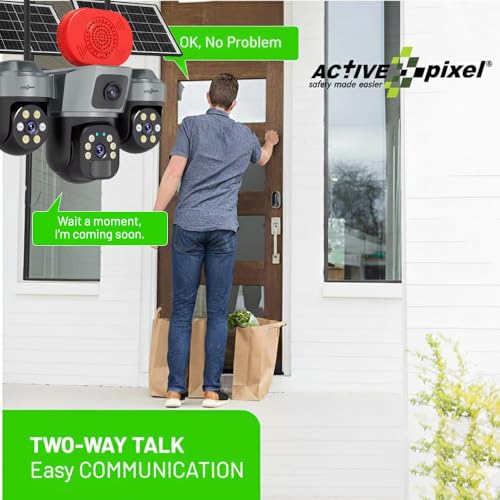 Image of Active Pixel 4Mp Solar 4g Sim Supported with 3 Camera Security System | PTZ 360 + Dual Side Cameras | Motion Detection | Night Vision | Remote Monitoring | Waterproof Outdoor Solar CCTV Light