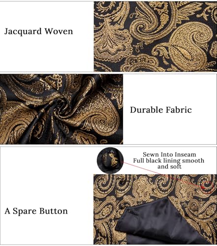 Image of DiBanGu Mens Vest and Tie Set Formal Paisley Waistcoat and Necktie Pocket Square Cufflinks Silk Suit Vest for Tuxedo Wedding