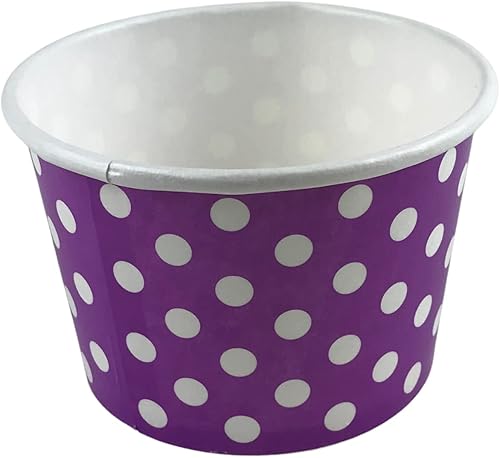 Miniatura 4 de MMvolesy Copas de helado de papel verde lima de 6 onzas, tazas de postre desechables de papel de lunares, cuencos de helado para alimentos fríos o