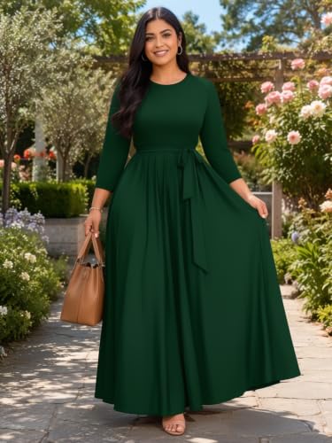 Image of Casual Maxi Dress for Women 3 /4 Sleeve with Pockets